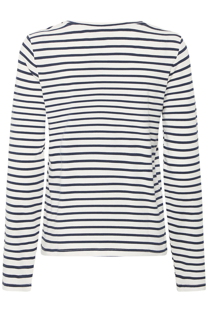 20618126 V-NECK LONG SLEEVE STRIPE TOP Navy/White