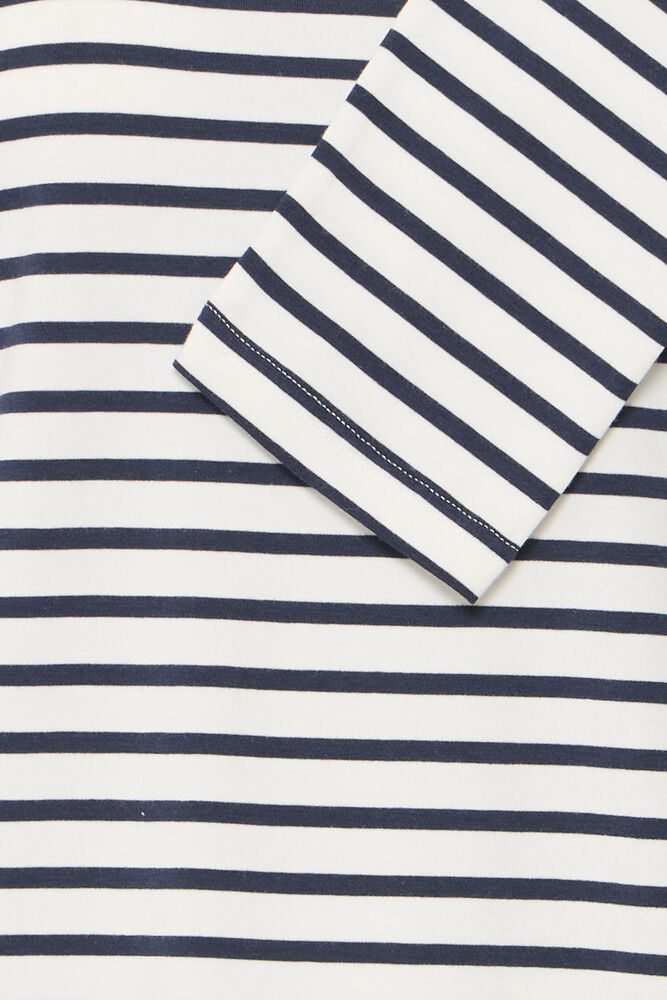 20618126 V-NECK LONG SLEEVE STRIPE TOP Navy/White