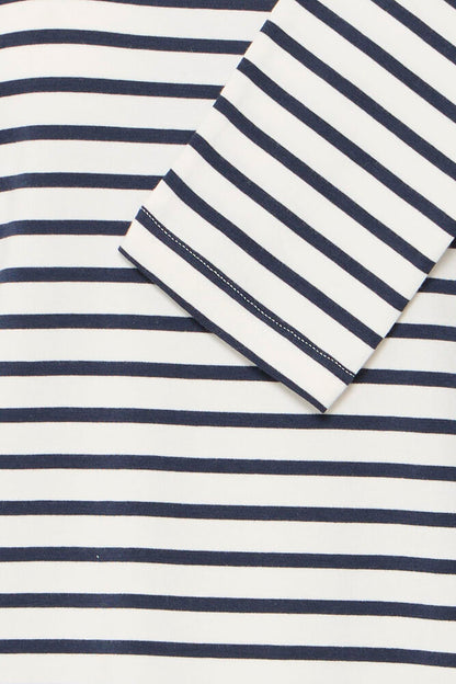 20618126 V-NECK LONG SLEEVE STRIPE TOP Navy/White