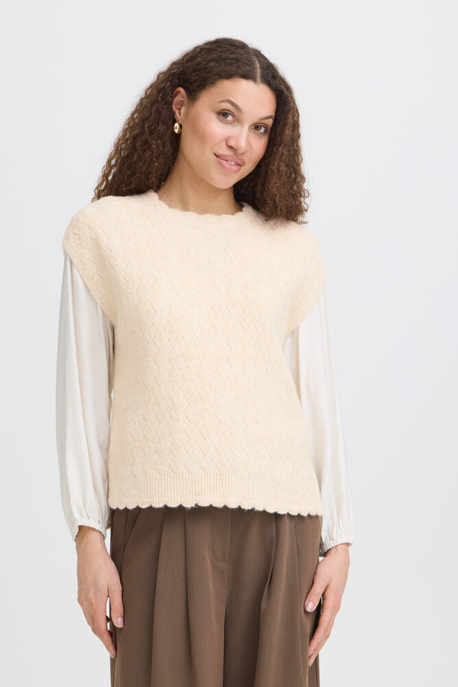 20618143 S/L O-NECK TANK TOP JUMPER Beige