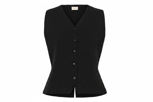 20618192 button up waistcoat Black