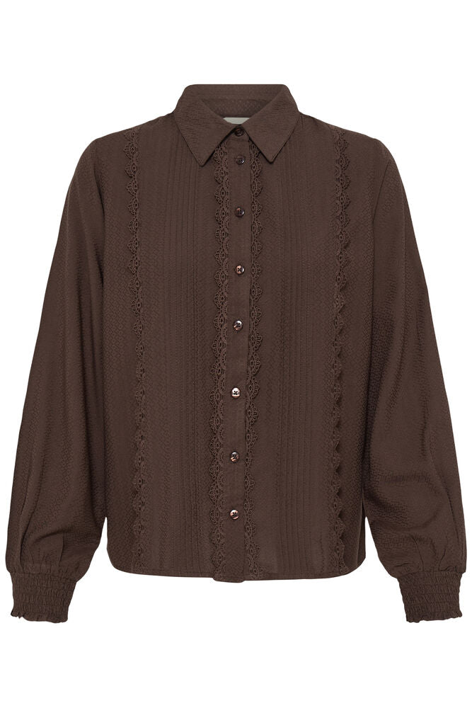 20618200 FRILL DETAIL L/S BLOUSE Wine-Red
