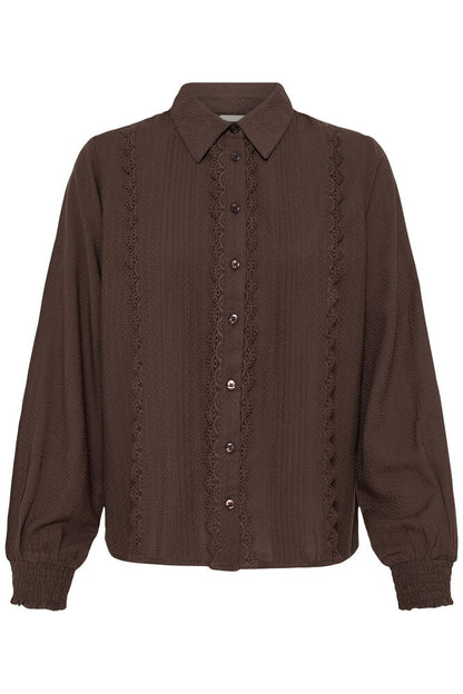 20618200 FRILL DETAIL L/S BLOUSE Wine-Red