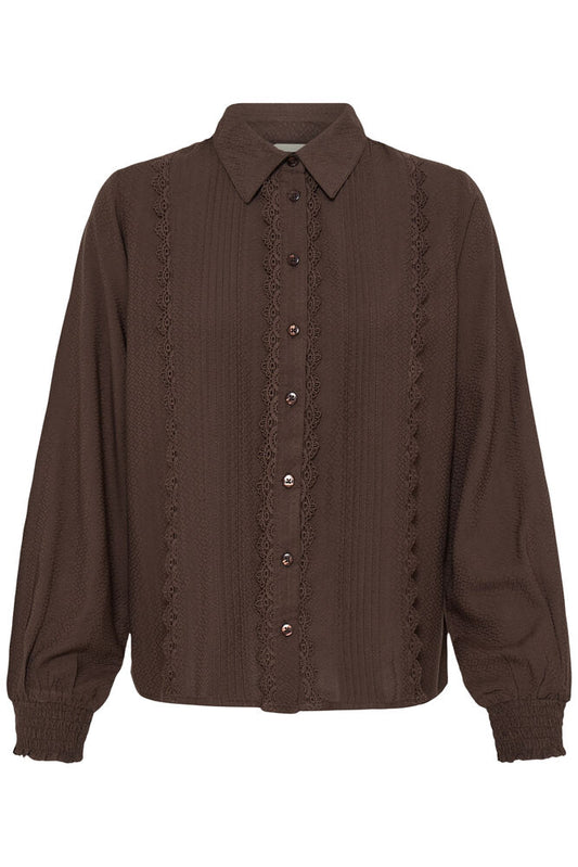 20618200 FRILL DETAIL L/S BLOUSE Wine-Red