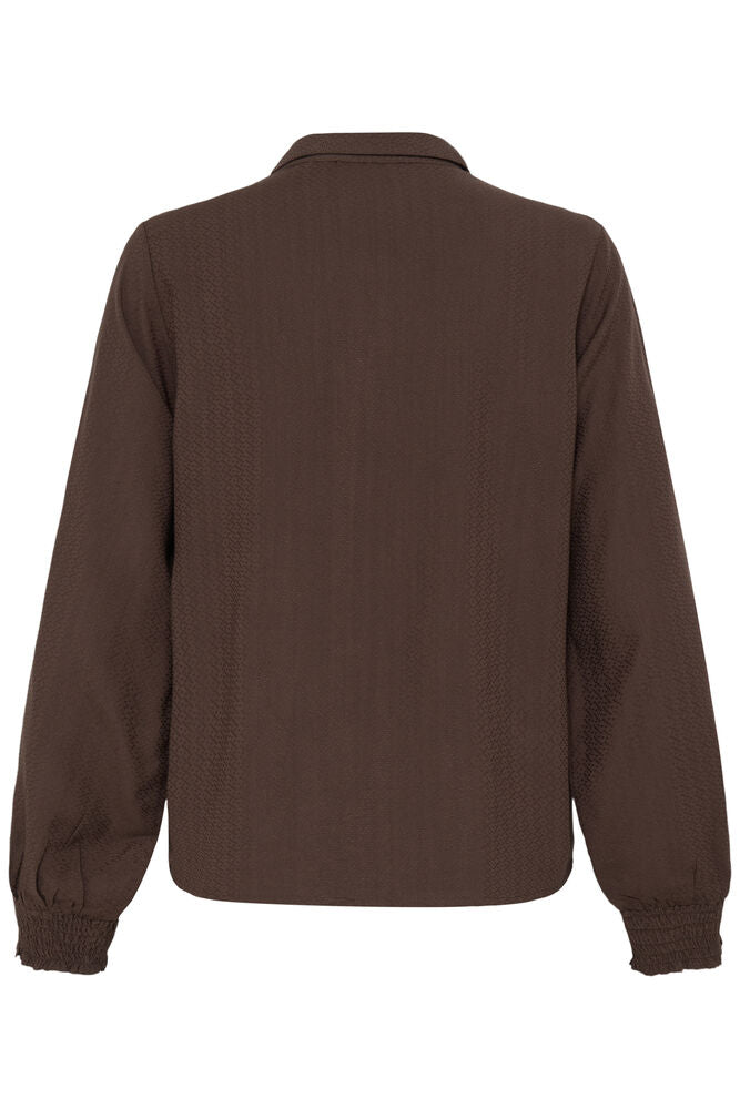 20618200 FRILL DETAIL L/S BLOUSE Wine-Red