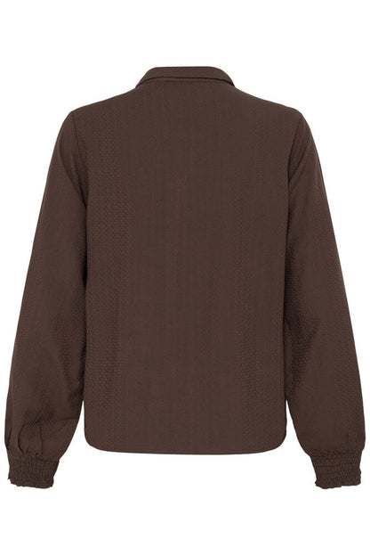 20618200 FRILL DETAIL L/S BLOUSE Wine-Red
