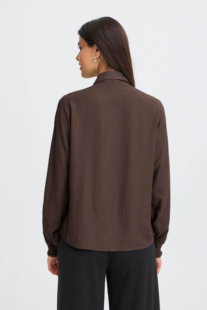 20618200 FRILL DETAIL L/S BLOUSE Wine-Red