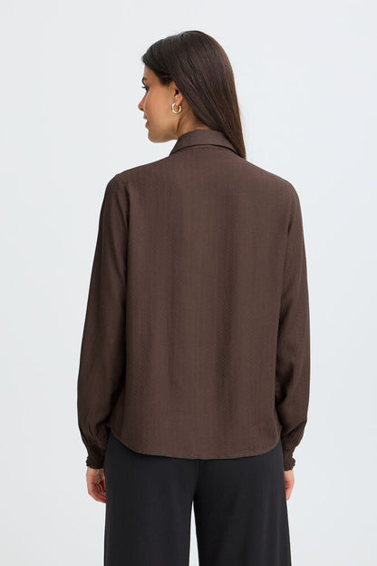 20618200 FRILL DETAIL L/S BLOUSE Wine-Red