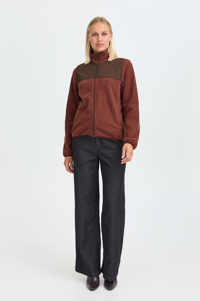 20618215 2 TONE ZIP UP FLEECE Wine-Red