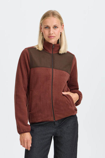 20618215 2 TONE ZIP UP FLEECE Wine-Red