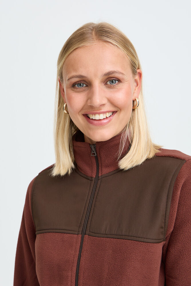 20618215 2 TONE ZIP UP FLEECE Wine-Red