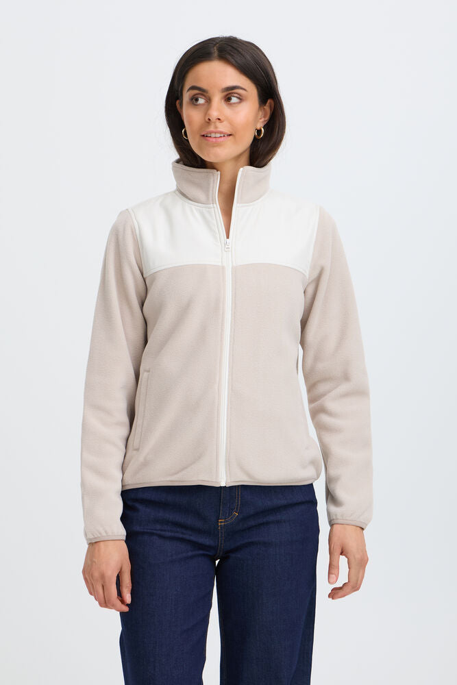 20618215 2 TONE ZIP UP FLEECE Beige