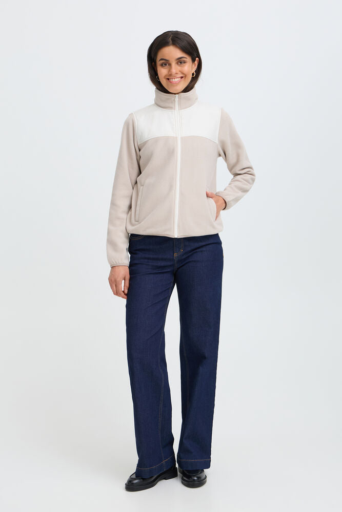 20618215 2 TONE ZIP UP FLEECE Beige