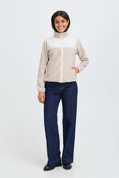 20618215 2 TONE ZIP UP FLEECE Beige