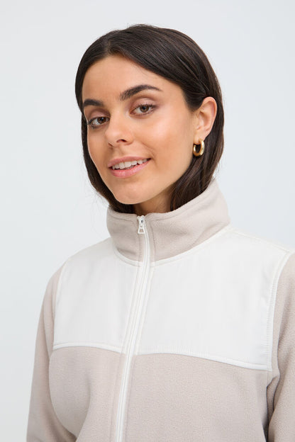 20618215 2 TONE ZIP UP FLEECE Beige