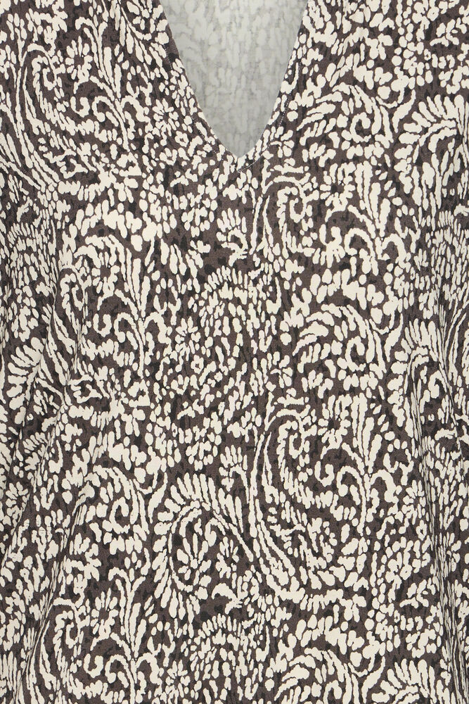 20618225 PRINTED V-NECK L/S ELASTIC BOTTOM TOP Brown
