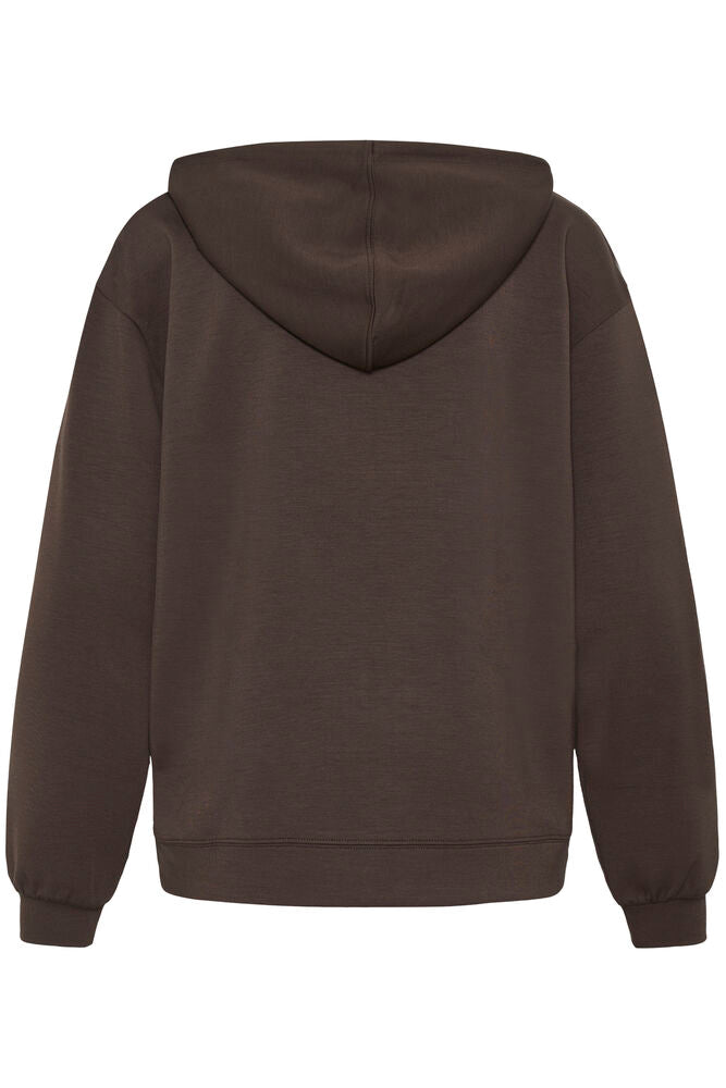 20618234 V-NECK SCUBA FABRIC HOODIE TOP Brown