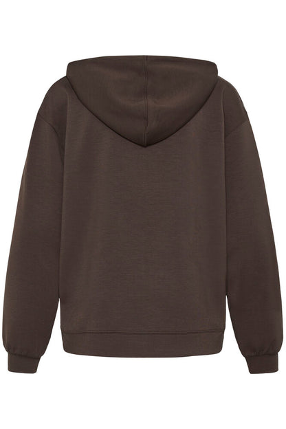 20618234 V-NECK SCUBA FABRIC HOODIE TOP Brown