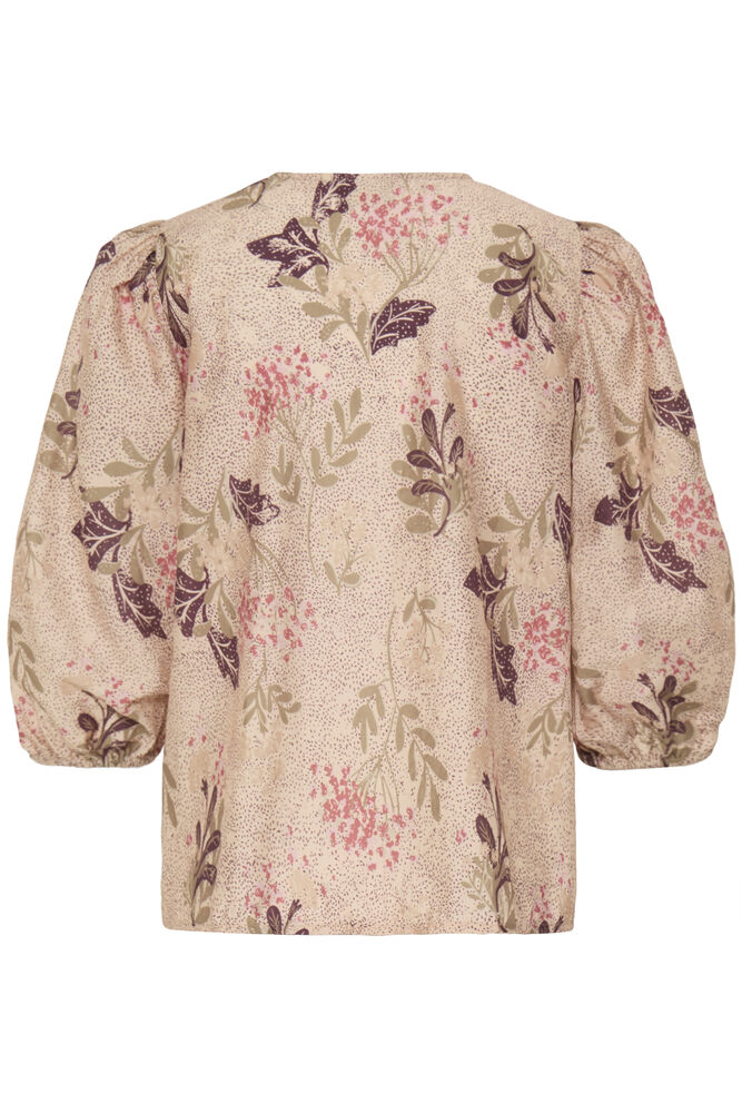 20618254 PRINT COTTON BALLOON SLVE BUTTON UP BLOUSE STYLE TOP Pink