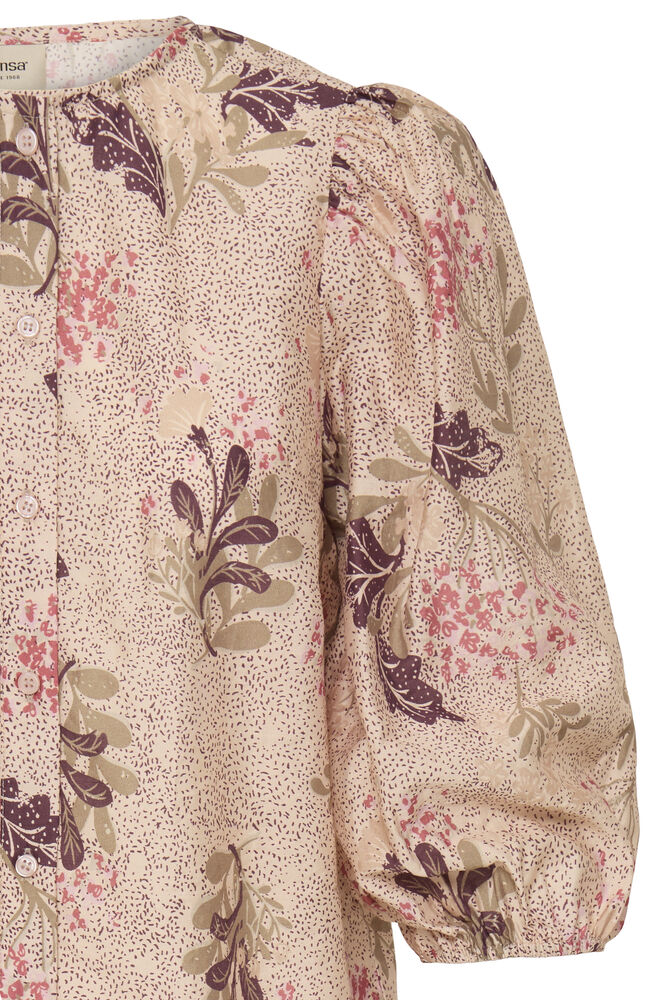 20618254 PRINT COTTON BALLOON SLVE BUTTON UP BLOUSE STYLE TOP Pink
