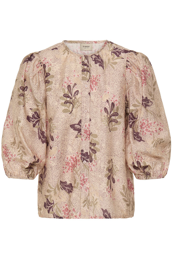 20618254 PRINT COTTON BALLOON SLVE BUTTON UP BLOUSE STYLE TOP Pink