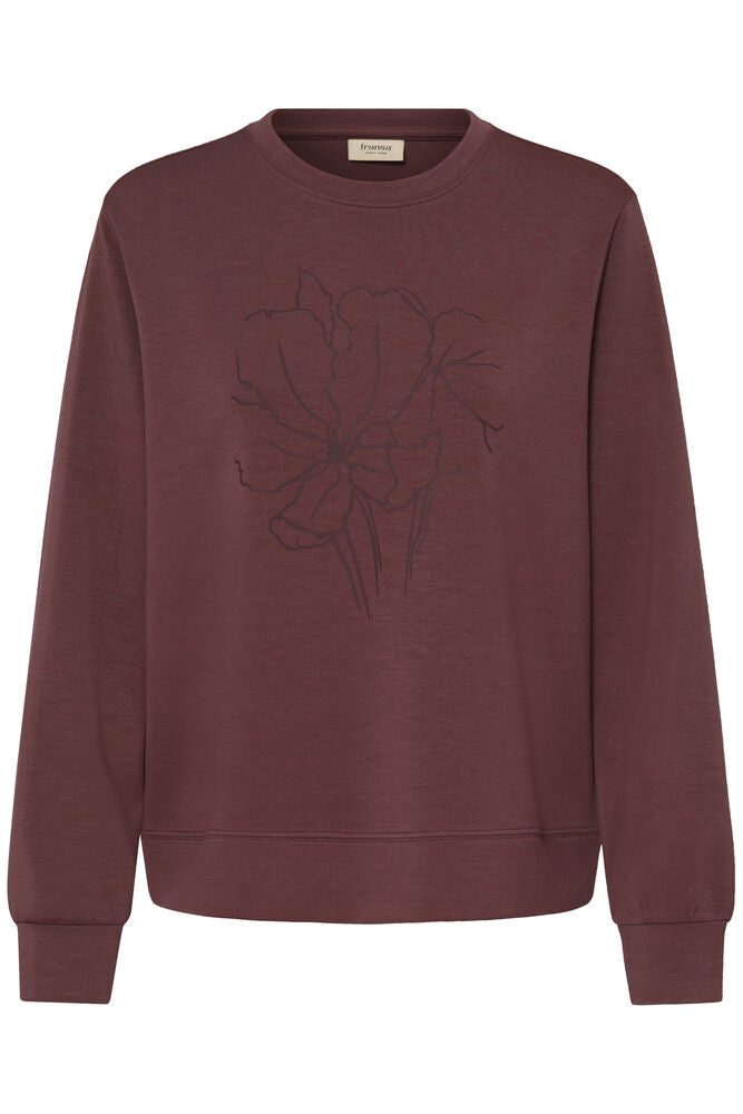 20618310 Soft sweater o-neck motif WINE