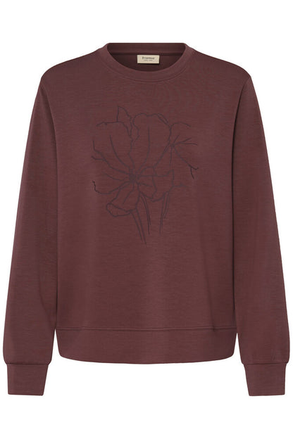 20618310 Soft sweater o-neck motif WINE