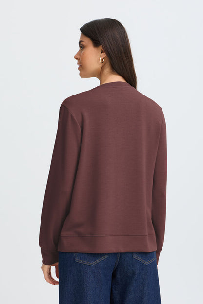 20618310 Soft sweater o-neck motif WINE