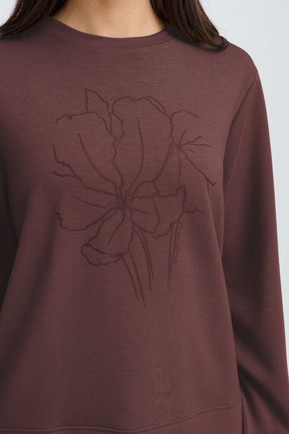 20618310 Soft sweater o-neck motif WINE