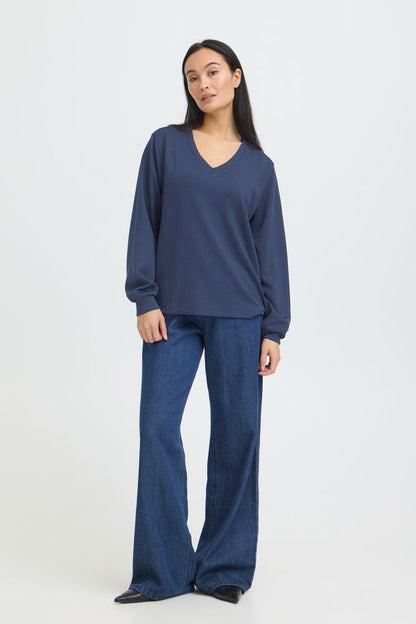 20618371 SUPER SOFT V-NECK SCUBA FABRIC SWEATSHIRT Navy