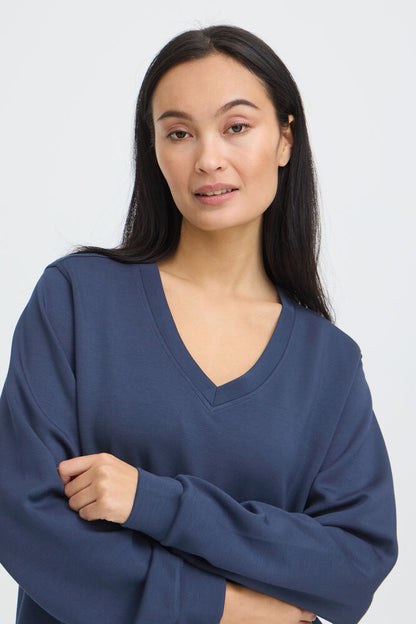 20618371 SUPER SOFT V-NECK SCUBA FABRIC SWEATSHIRT Navy
