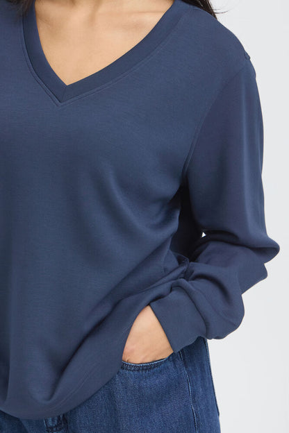 20618371 SUPER SOFT V-NECK SCUBA FABRIC SWEATSHIRT Navy