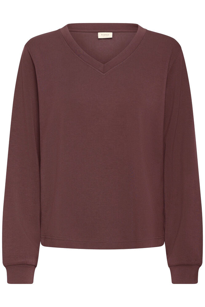 20618371 SUPER SOFT V-NECK SCUBA FABRIC SWEATSHIRT Wine-Red