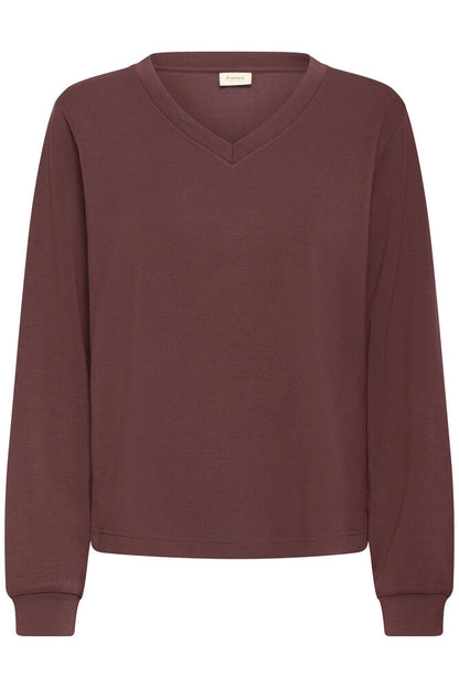 20618371 SUPER SOFT V-NECK SCUBA FABRIC SWEATSHIRT Wine-Red