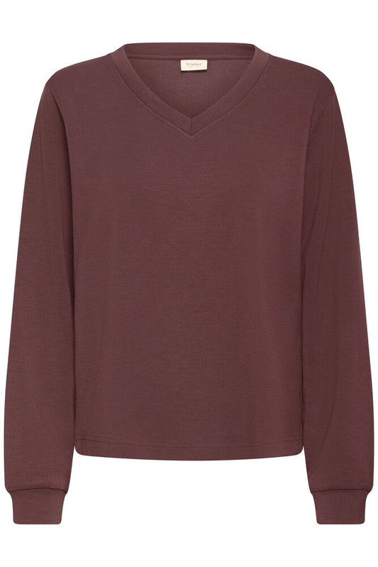 20618371 SUPER SOFT V-NECK SCUBA FABRIC SWEATSHIRT Wine-Red