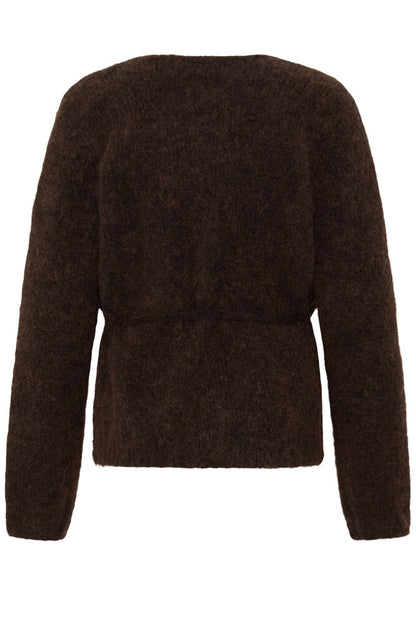 20618448 MOHAIR WOOL MIX TIE CLOSE CARDGIAN Brown