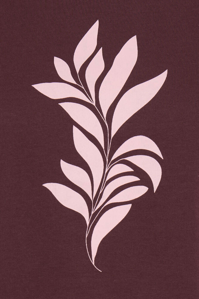 20618507 COTTON MOTIF S/S T-SHIRT Wine-Red