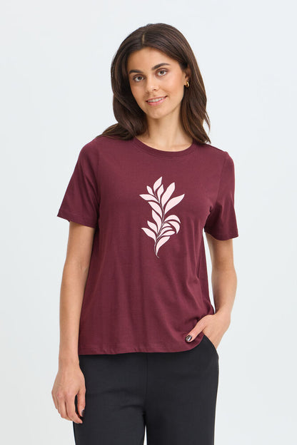 20618507 COTTON MOTIF S/S T-SHIRT Wine-Red