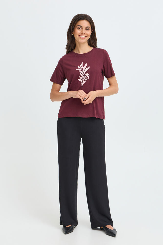 20618507 COTTON MOTIF S/S T-SHIRT Wine-Red