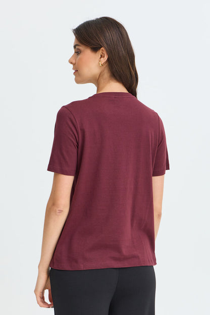 20618507 COTTON MOTIF S/S T-SHIRT Wine-Red