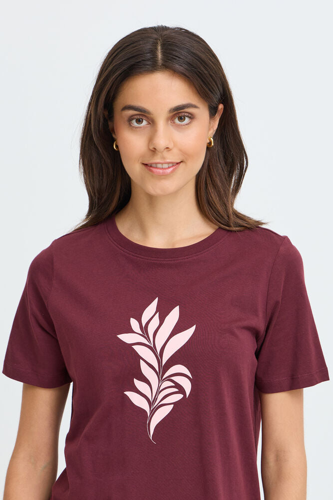 20618507 COTTON MOTIF S/S T-SHIRT Wine-Red