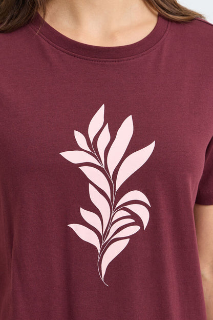 20618507 COTTON MOTIF S/S T-SHIRT Wine-Red