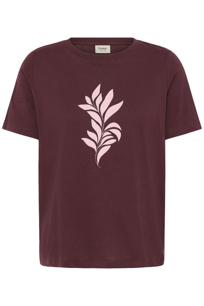 20618507 COTTON MOTIF S/S T-SHIRT Wine-Red