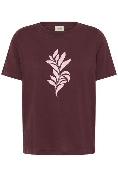 20618507 COTTON MOTIF S/S T-SHIRT Wine-Red