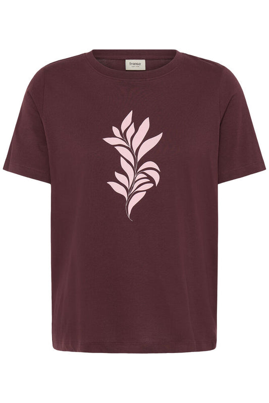 20618507 COTTON MOTIF S/S T-SHIRT Wine-Red