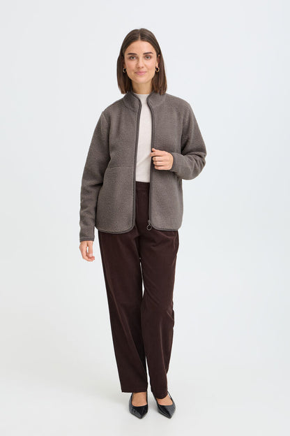 20618524 TEDDY FLEECE ZIP UP SOFT JACKET Taupe