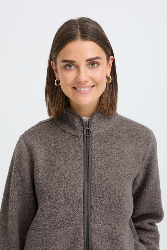20618524 TEDDY FLEECE ZIP UP SOFT JACKET Taupe