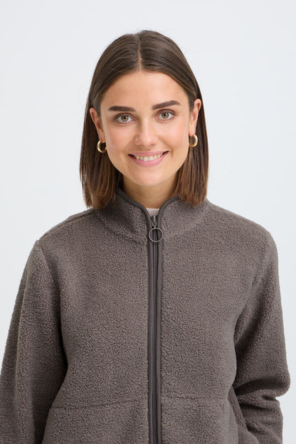 20618524 TEDDY FLEECE ZIP UP SOFT JACKET Taupe