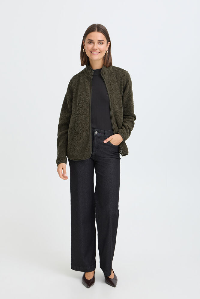 20618524 TEDDY FLEECE ZIP UP SOFT JACKET Green