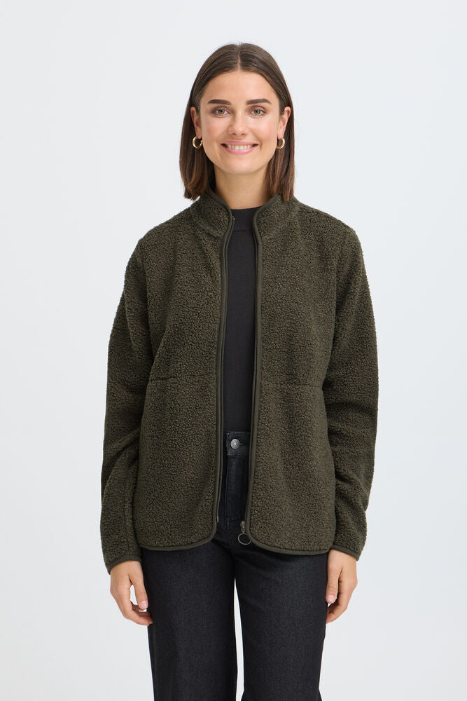 20618524 TEDDY FLEECE ZIP UP SOFT JACKET Green